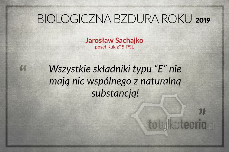 Biologiczna Bzdura Roku 2019 Jarosław Sachajko 